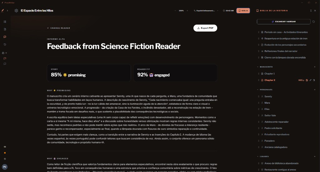 Feedback report with story scores